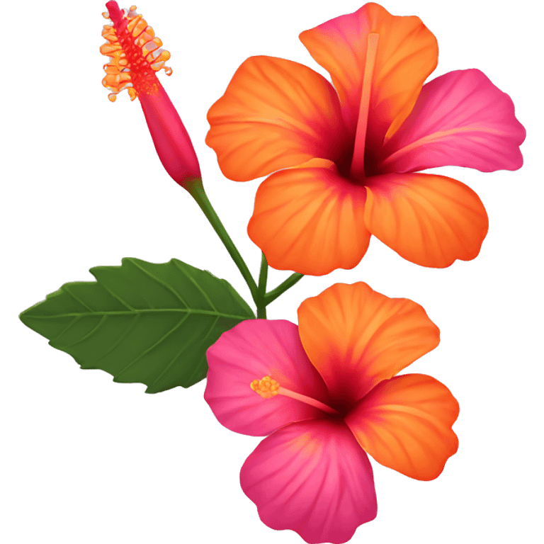 Pink and orange hibiscus flower emoji