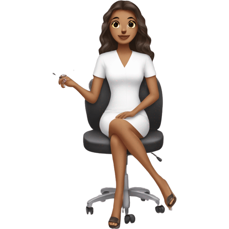 Brunette Girl getting a manicure at nail salon emoji