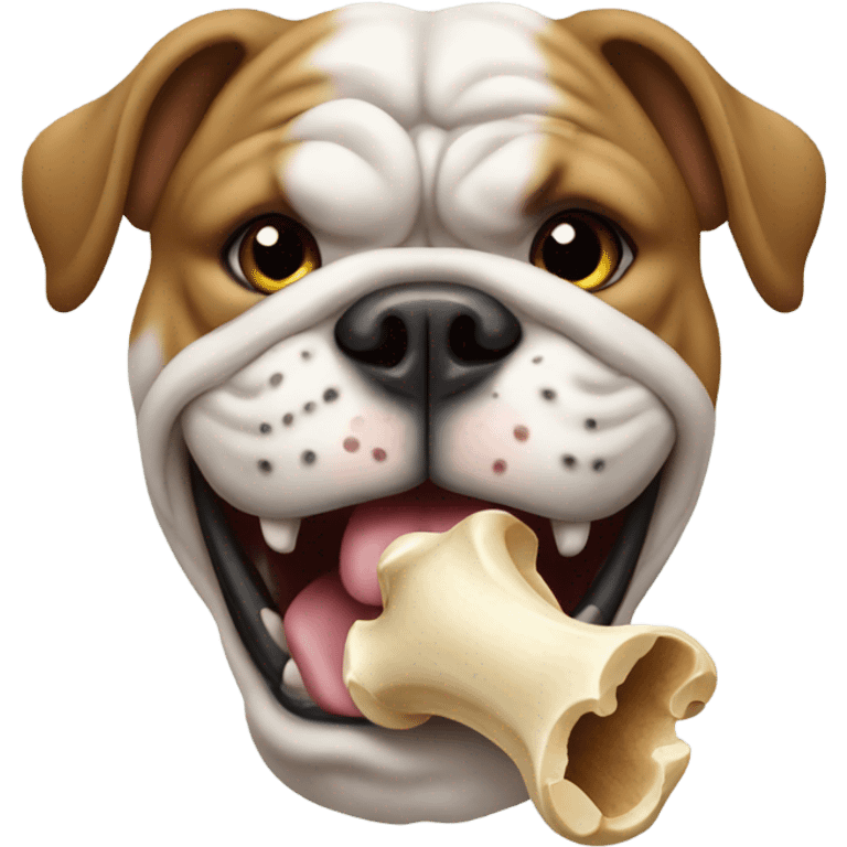 Bulldog with a bone in its mouth emoji