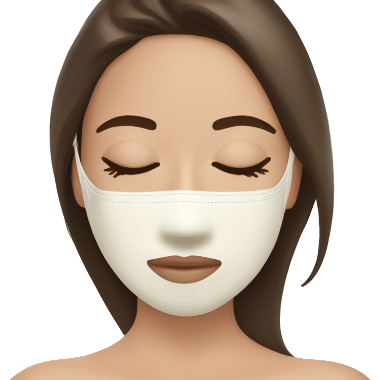 pretty brunette girl sleeping with cream coloured spa face mask emoji