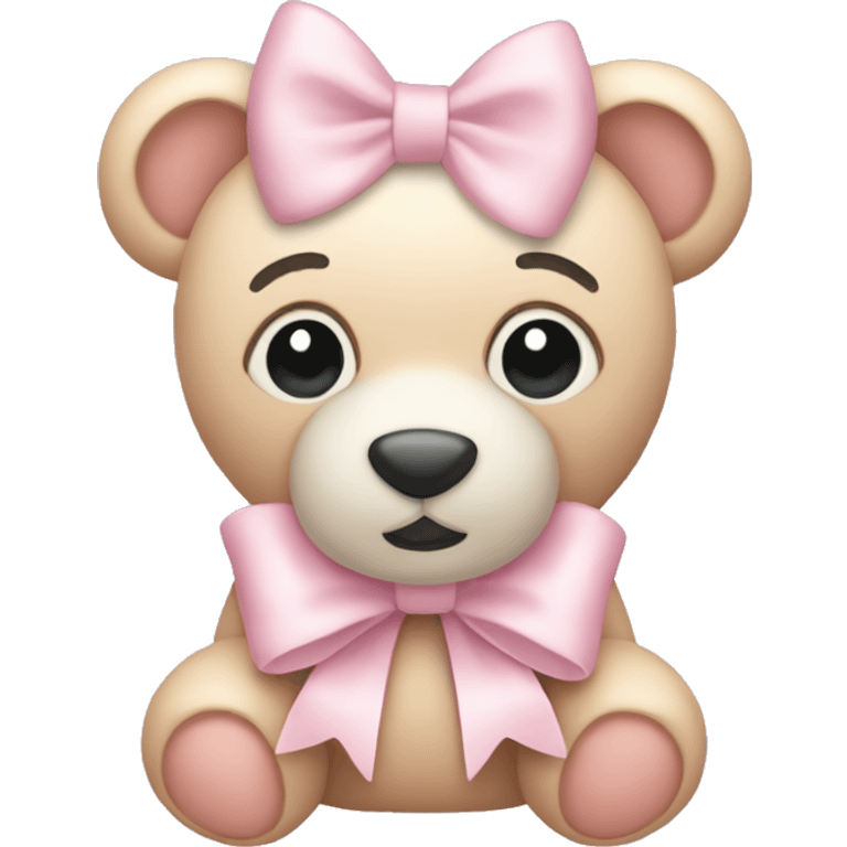 light light pastel pink bow with teddy bear  emoji