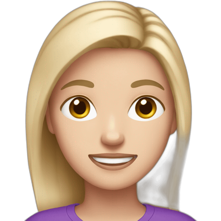 white girl with purple shirt on her phone emoji