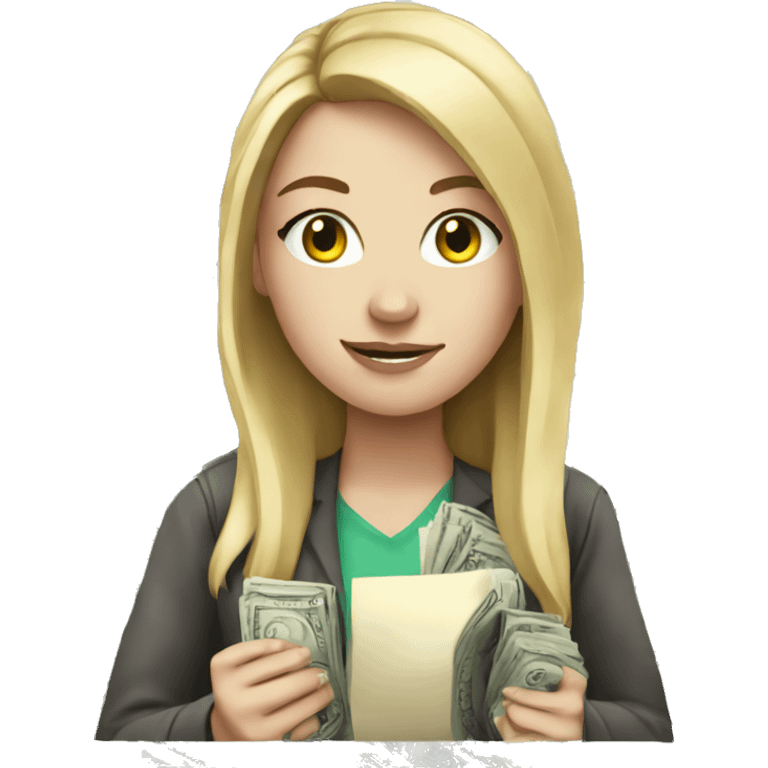 white girl with money emoji