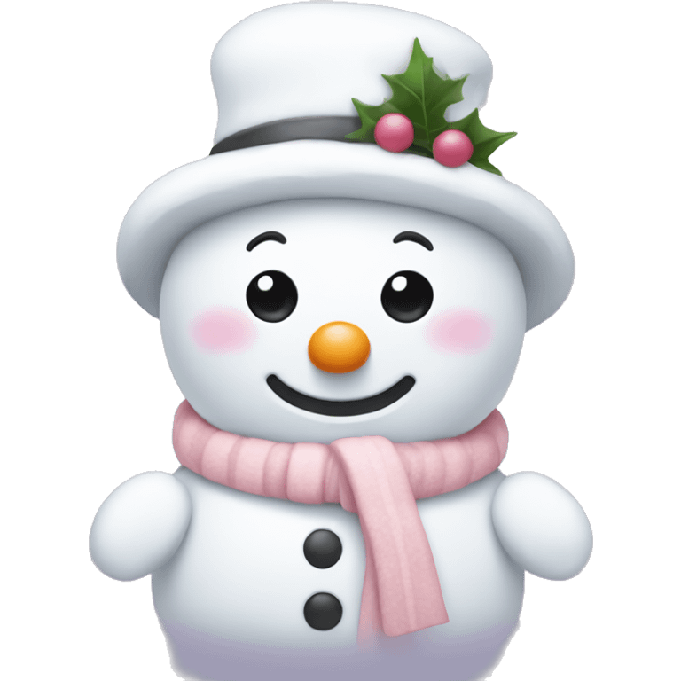 Cute white and light pink snowman emoji