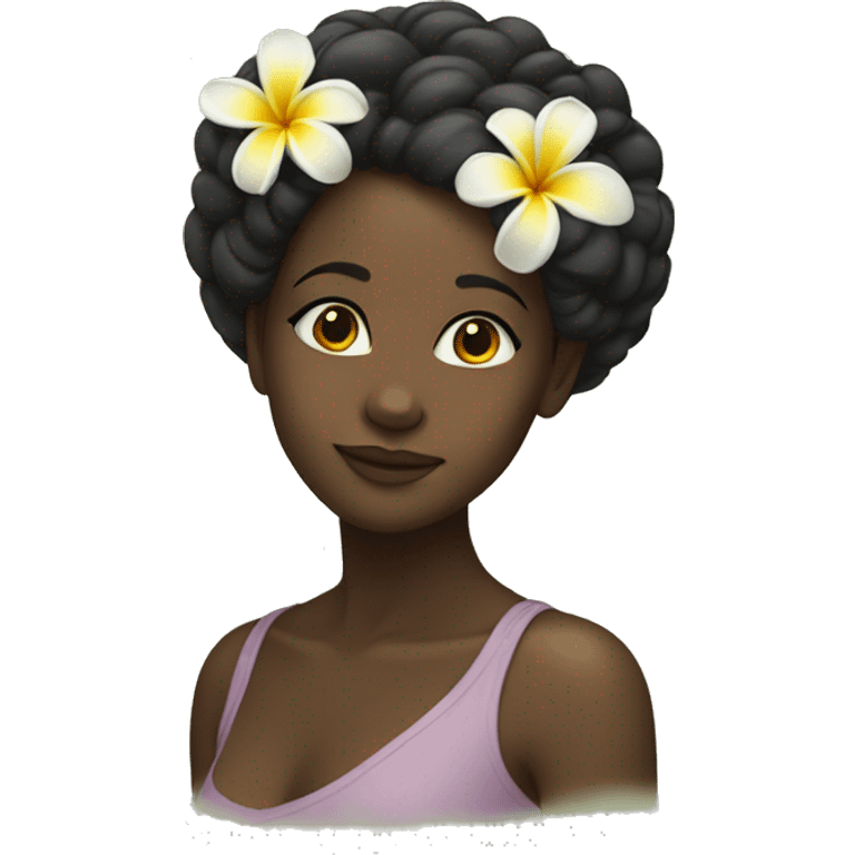 Black girl with a plumeria flower in her hair emoji