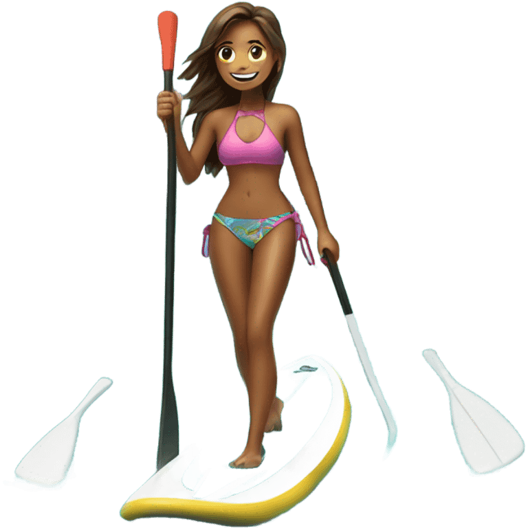 Girl paddle boarding in bora bora emoji