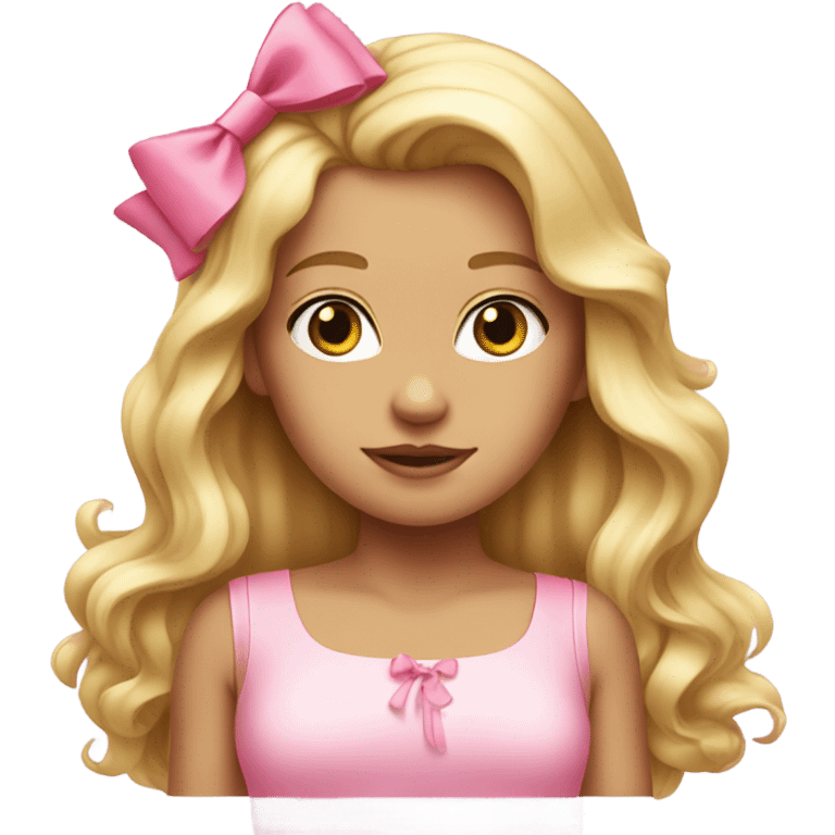 Pink bow on blonde girl  emoji