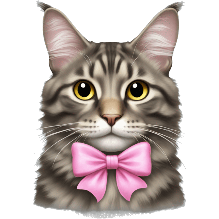 Maine coone with pink bow  emoji