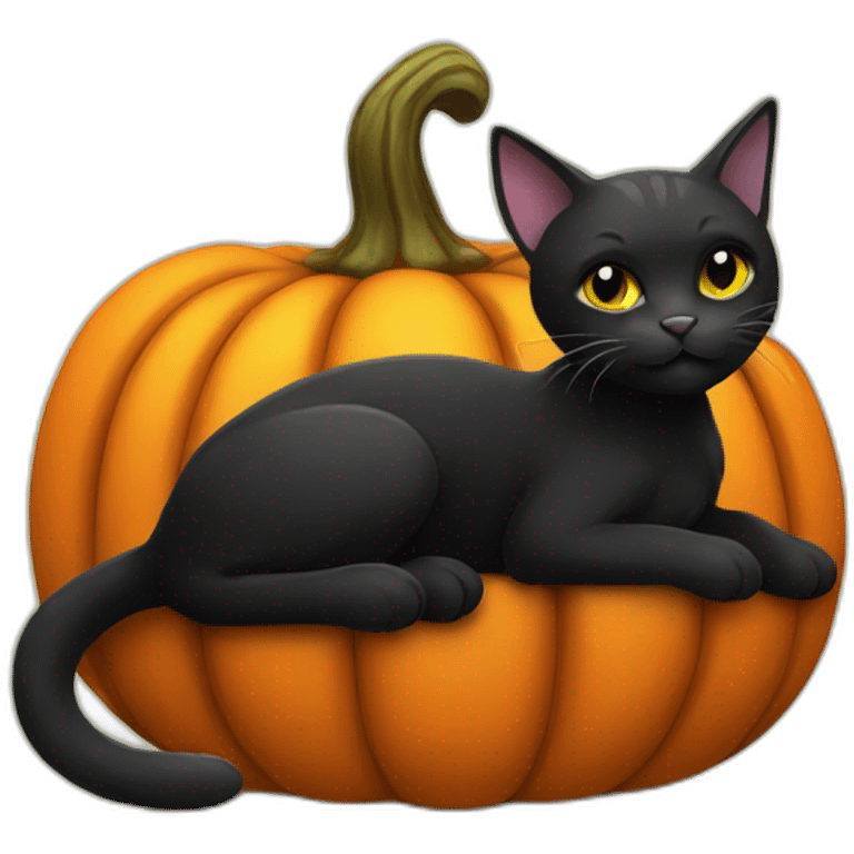 halloween black cat on a pumpkin emoji