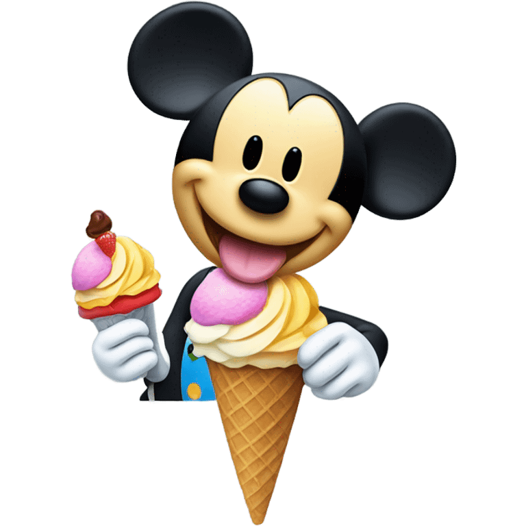 Mickey Mouse eating ice cream  emoji