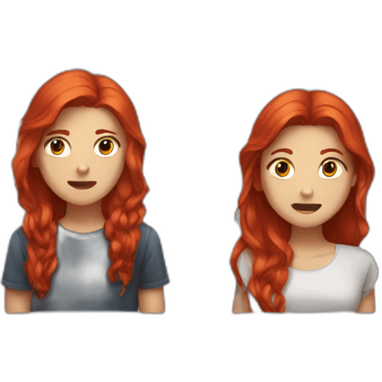 One girl red hair fight with a boy with long hair  emoji