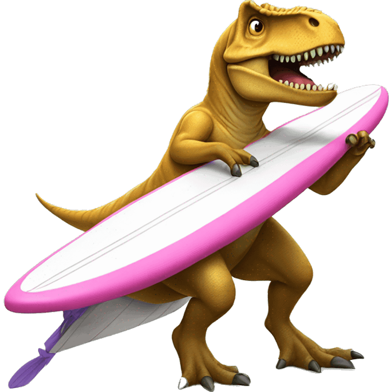 t. rex on a surfboard with a tutu on emoji