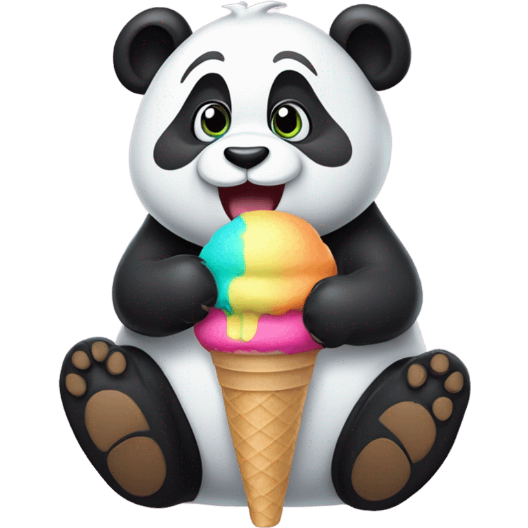 Panda eating ice cream emoji