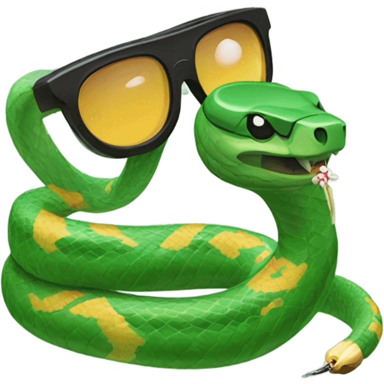 Snake with sunglasses and a joint emoji