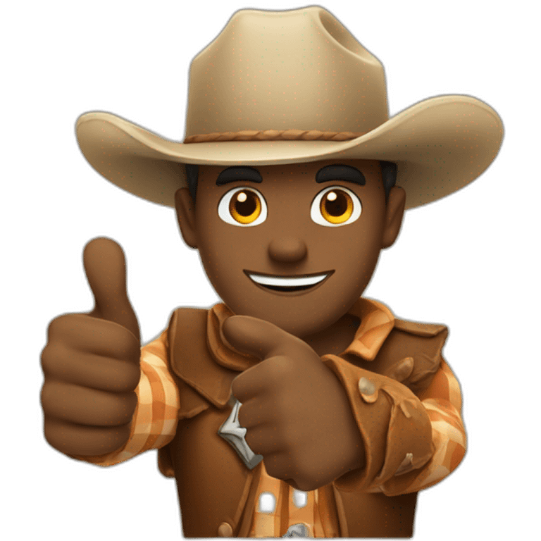 Cowboy with thumbs up only face  emoji