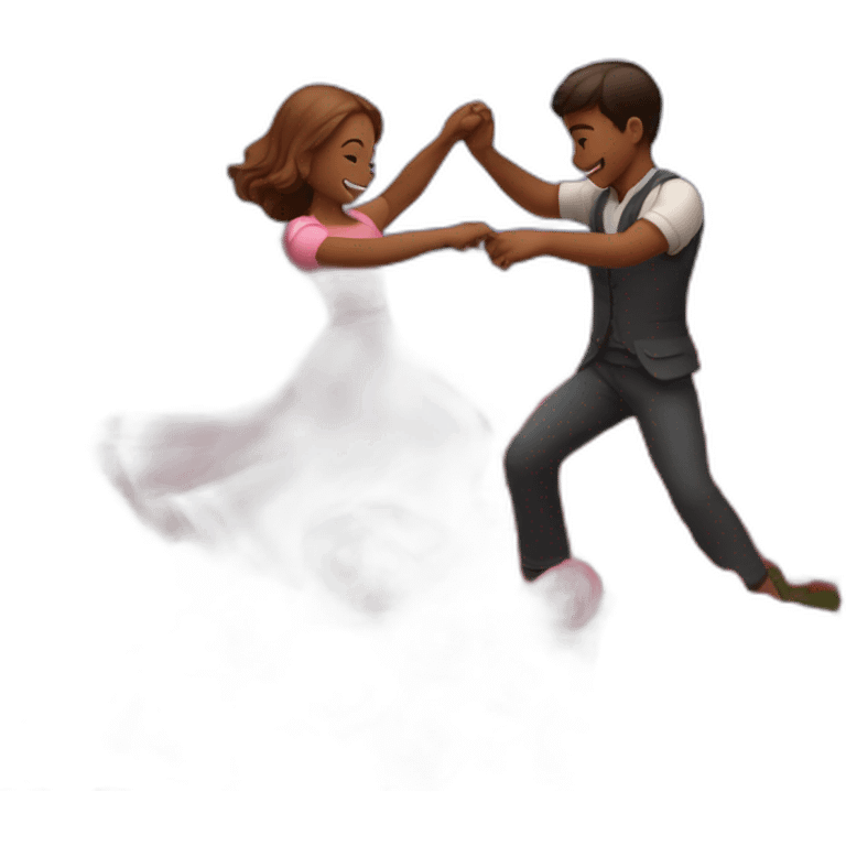 Girl and boy dancing in a rose field emoji