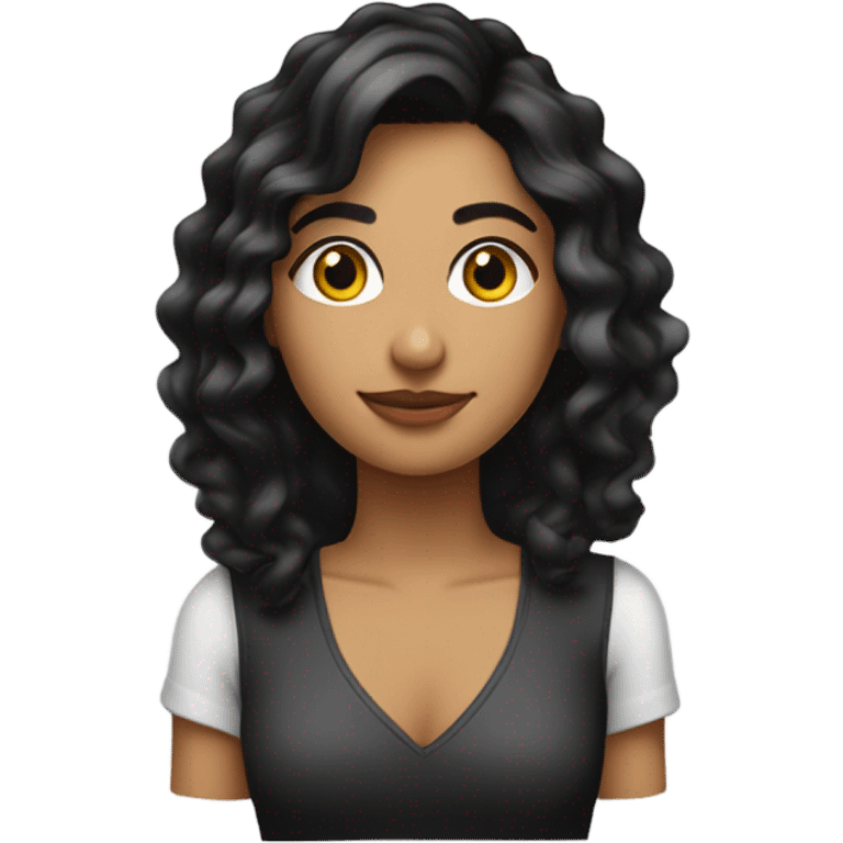 chica morena, cabello negro, lacio y largo emoji