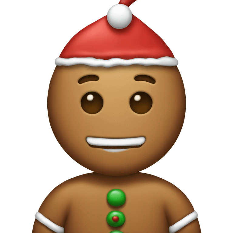 Gingerbread man with Santa outfit on emoji