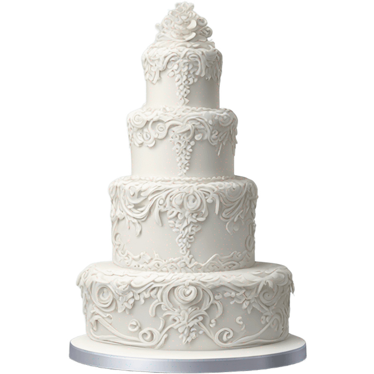 Highly detailed white rococo wedding cake emoji