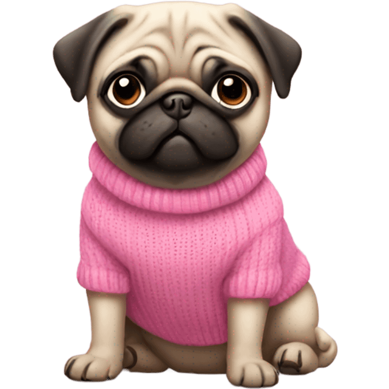 Pug wearing a pink jumper  emoji