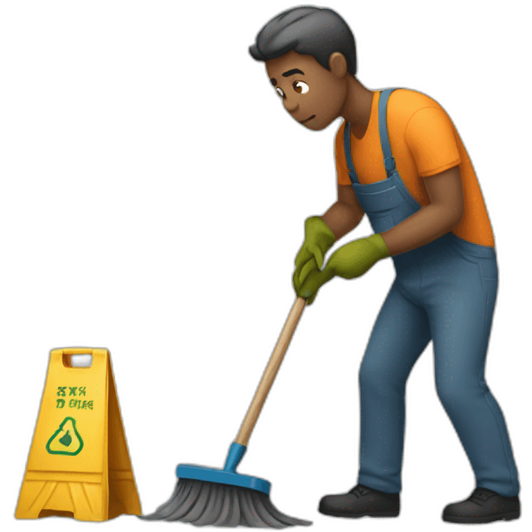 Man cleaning garbage emoji