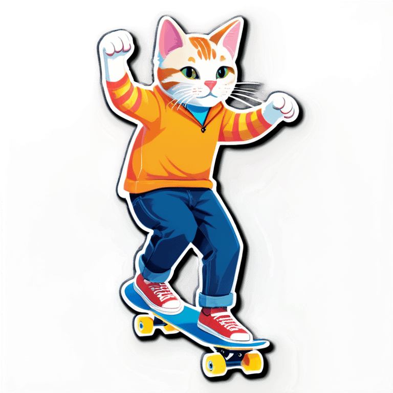 Cat riding a skateboard emoji