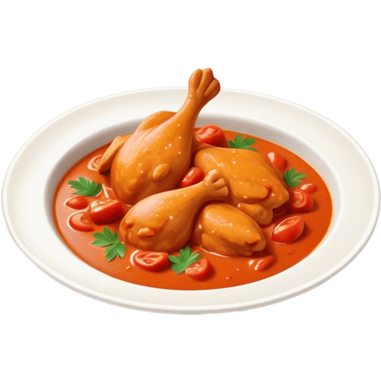 Cinematic Realistic Butter Chicken Dish Emoji, depicted with tender chicken simmered in a creamy tomato‚Äêbased sauce rendered with rich textures and dynamic, appetizing lighting. emoji