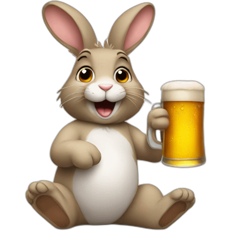 rabbit with a bottle of beer emoji