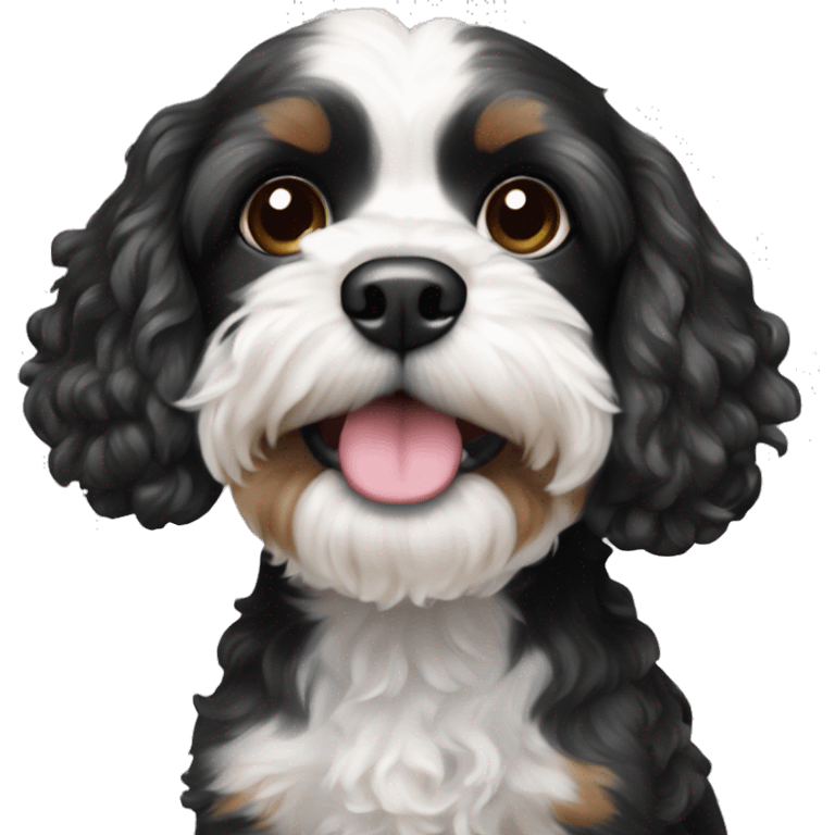 Black and white cavapoo  emoji