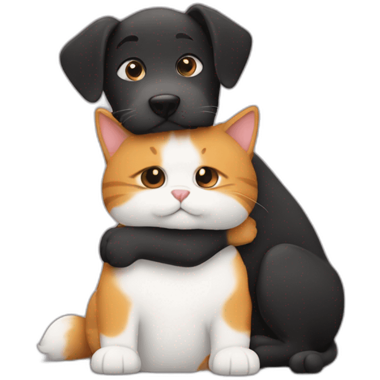 a dog hugs the cat emoji