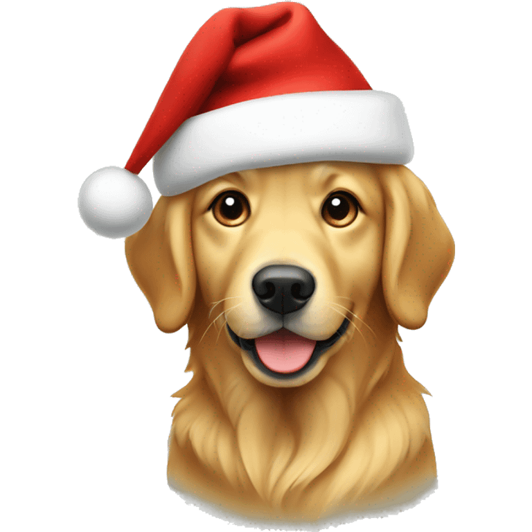 Golden retriever with Christmas hat emoji