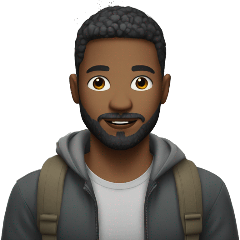 young man, 30 years old, with white skin and a beard, 1.70 tall in front of several houses emoji