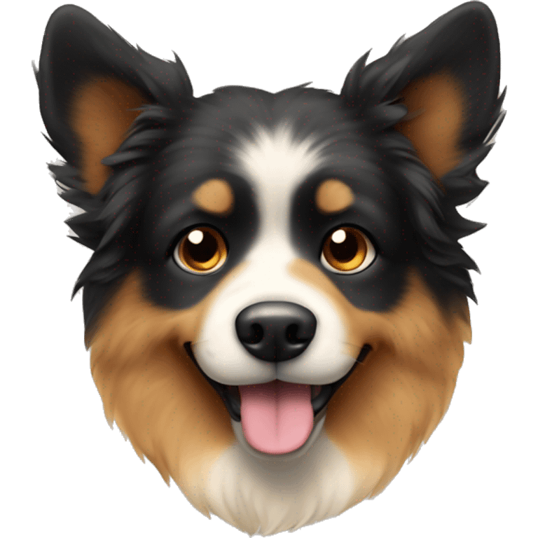 Black and Tan fluffy dog with pointy ears  emoji