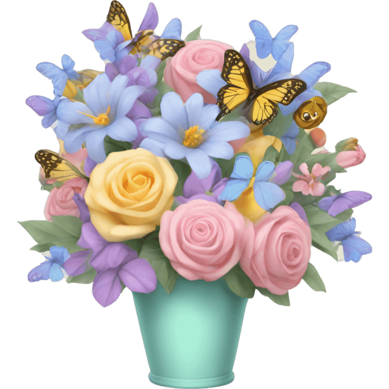 pastel bouquet with butterflies emoji