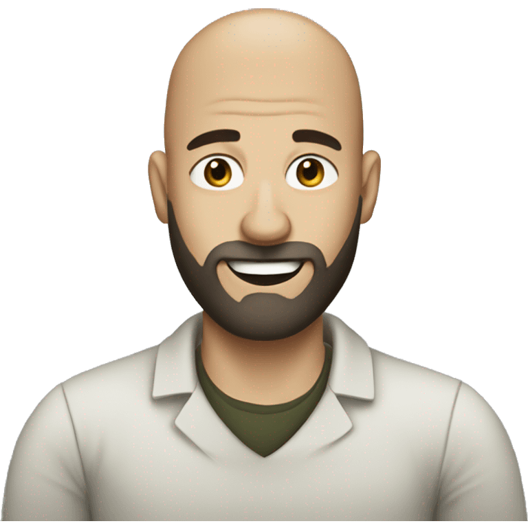 Bald man with beard drinking coffee emoji