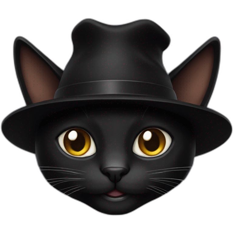 black cat whit black hat emoji