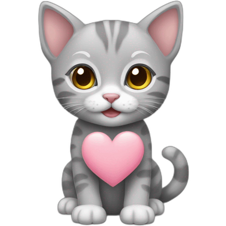 Gray kitten hearts emoji