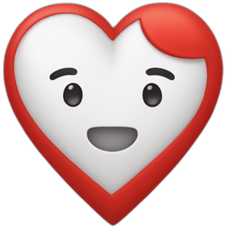 Corazón de un lado rojo y de otro blanco  emoji