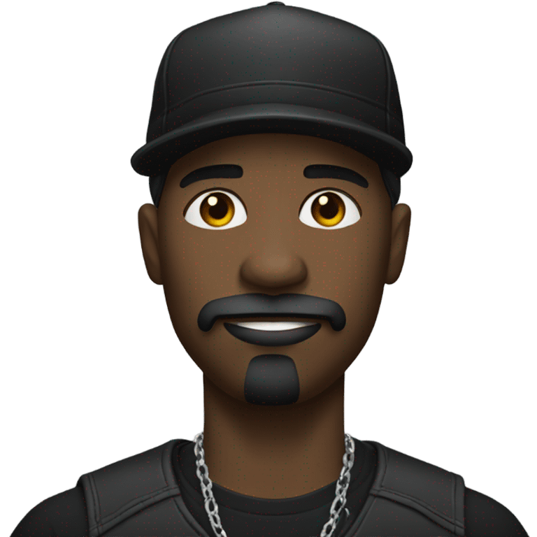 Black man with black cap and chain with mustache and goatee  emoji