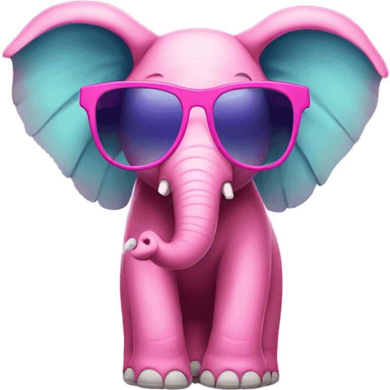 A pink elephant with wings wearing sun glasses emoji