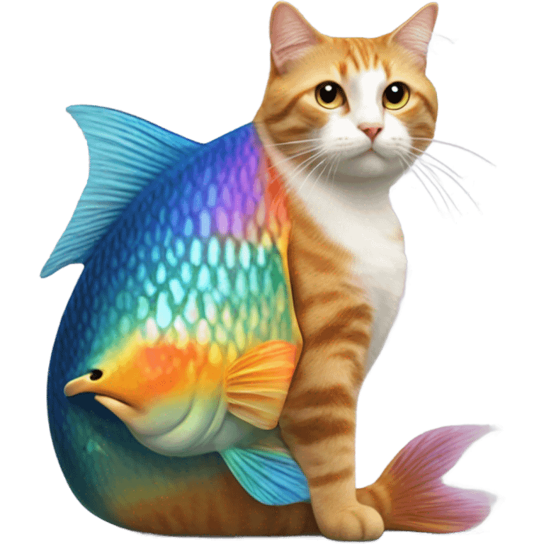 Fish riding a cat emoji