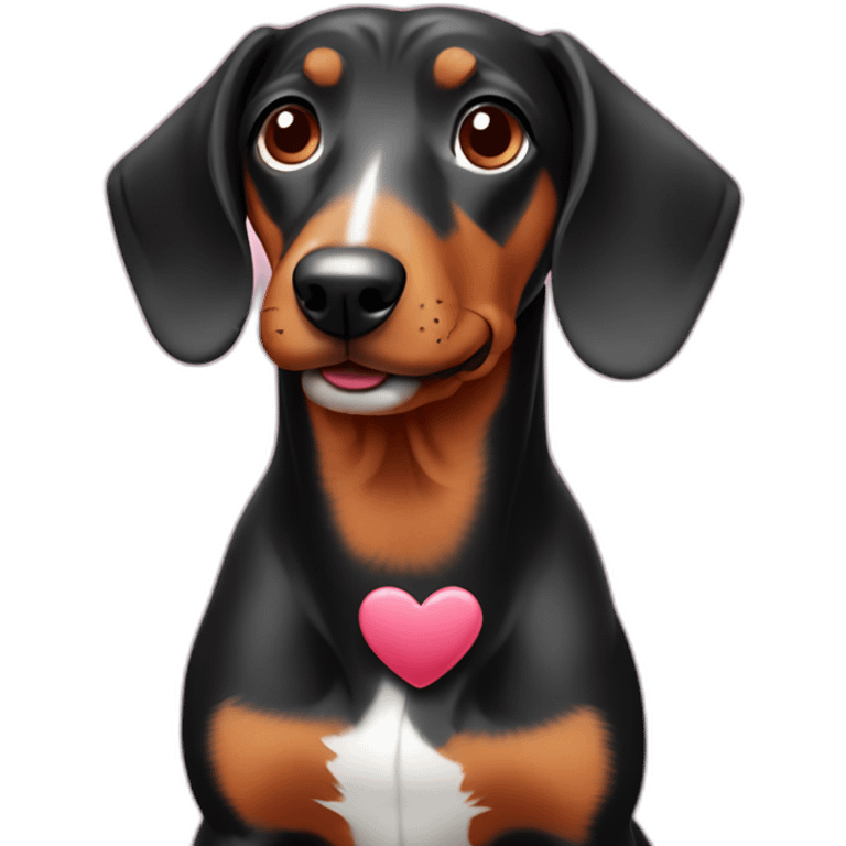 Teckel dog with hearts around him emoji