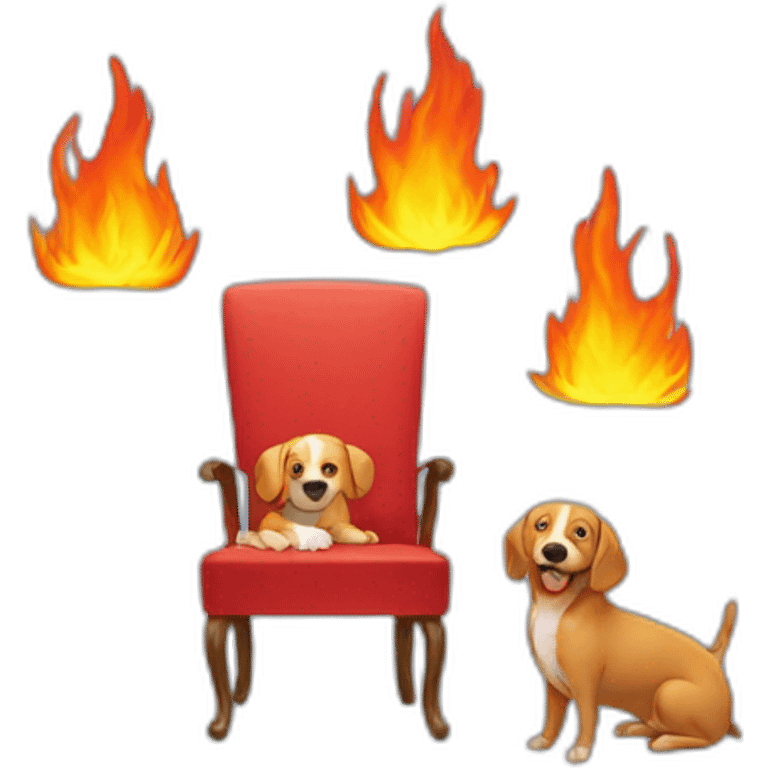 Chair with dog plus fire emoji