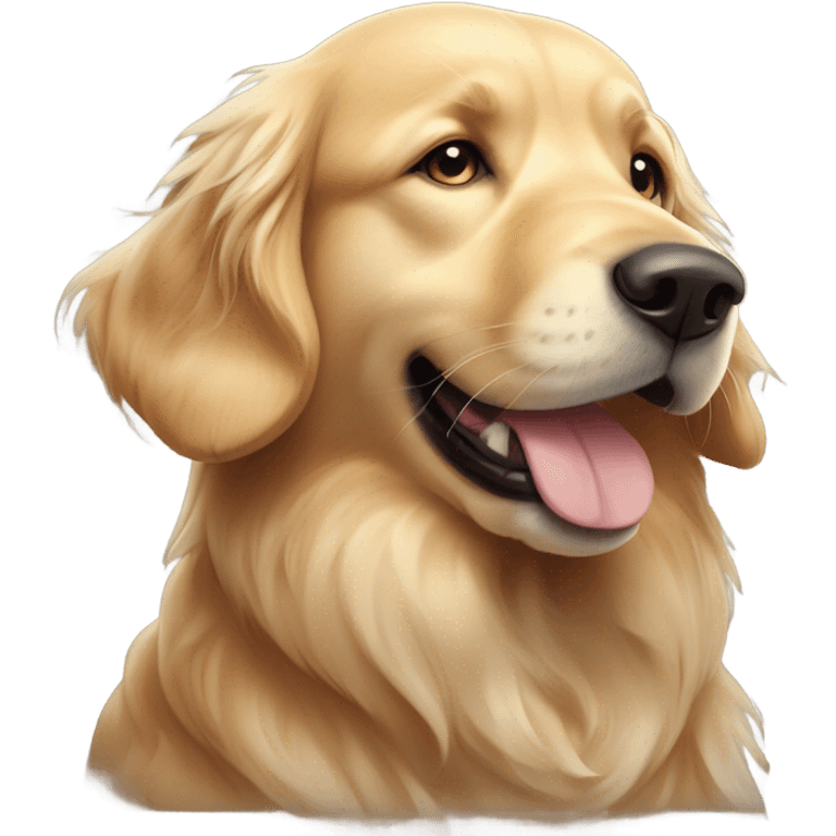 Golden retriever with speech bubble saying sleep well emoji