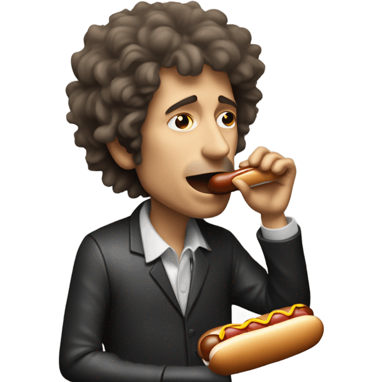 Bob Dylan eating a hot dog out of his harmonica holder emoji