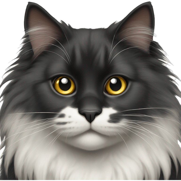 norwegian forest black cat white spot on chest emoji