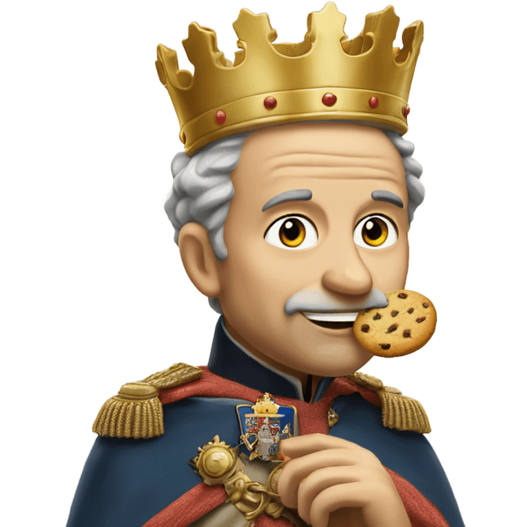 The king of England, eating a very dry cookie emoji