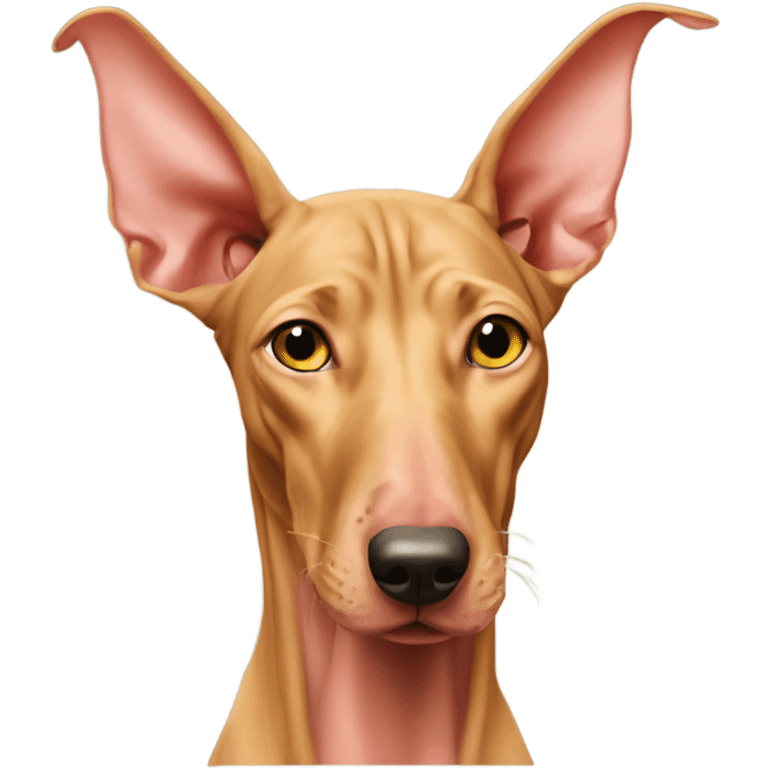 A Egyptian pharaoh hound with is tong out emoji