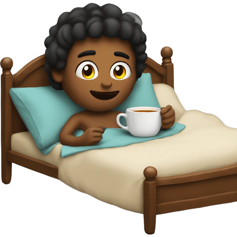 In bed with a cup of tea emoji