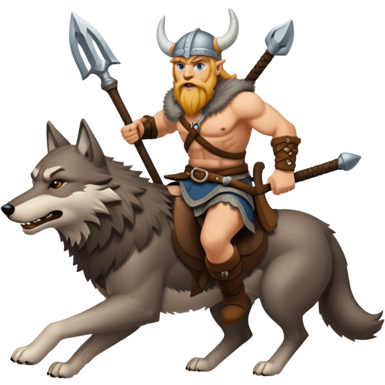 Viking Warrior Riding A Wolf  emoji